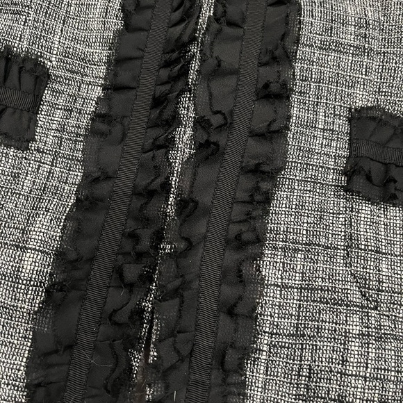 [US M]Frenz Chic Gray and Black Linen Blend Tweed Lace Jacket Hook Eye VTG - Picture 3 of 10